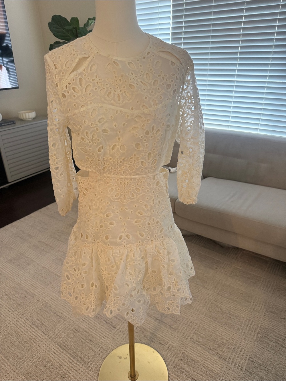 Avantlook White Eyelet Cutout Mini Dress